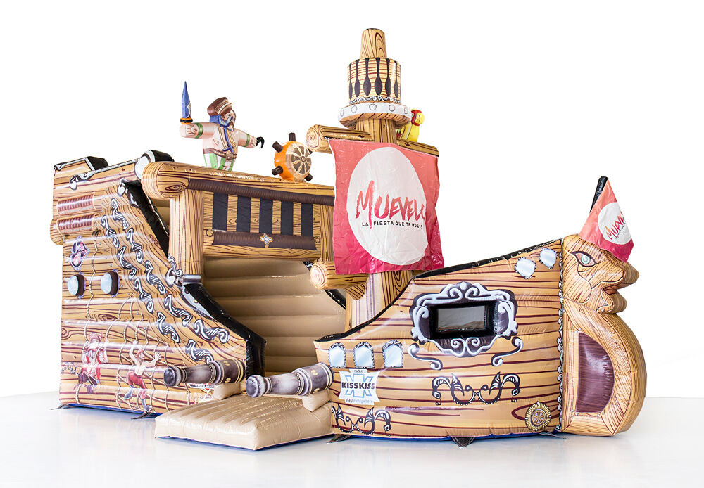 Ordina castello gonfiabile la nave dei pirati Muevelo su misura nel tuo stile su JB Gonfiabili Italia. Gonfiabili personalizzati di tutte le forme e dimensioni realizzati da JB Gonfiabili Italia